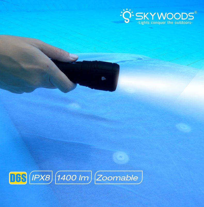 Skywoods D6S USB Charge Dive Light - 1400 Lumens - Infinity DiveSkywoods D6S USB Charge Dive Light - 1400 LumensSkywoods