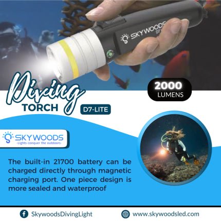 Skywoods D7 Lite Dive Torch - 2000 Lumens - Infinity DiveSkywoods D7 Lite Dive Torch - 2000 LumensSkywoods