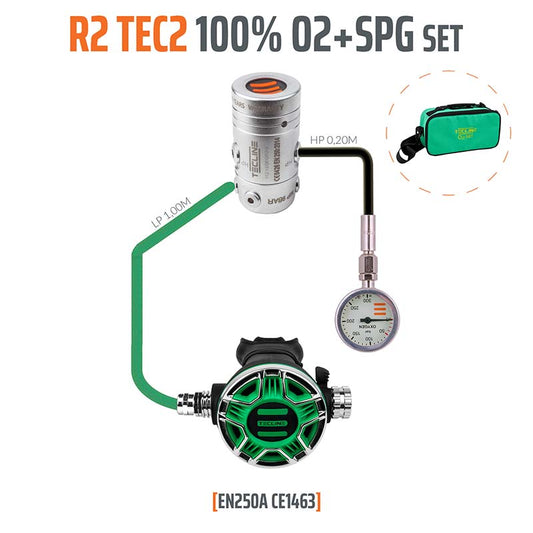 Tecline Regulator R2 Tec2 100% O2 with SPG - Infinity DiveTecline Regulator R2 Tec2 100% O2 with SPGTecline