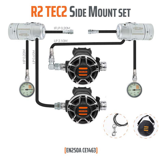 Tecline Regulator R2 Tec2 Side Mount Set - Infinity DiveTecline Regulator R2 Tec2 Side Mount SetTecline