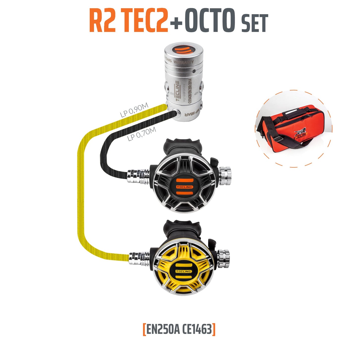 Tecline Regulator R2 Tec2 with Octopus - Infinity DiveTecline Regulator R2 Tec2 with OctopusTecline