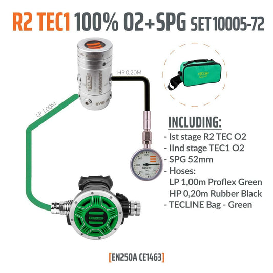 Tecline Regulator R4 Tec1 100% O2 M26x2 with SPG Stage Set – EN250A - Infinity DiveTecline Regulator R4 Tec1 100% O2 M26x2 with SPG Stage Set – EN250ATecline