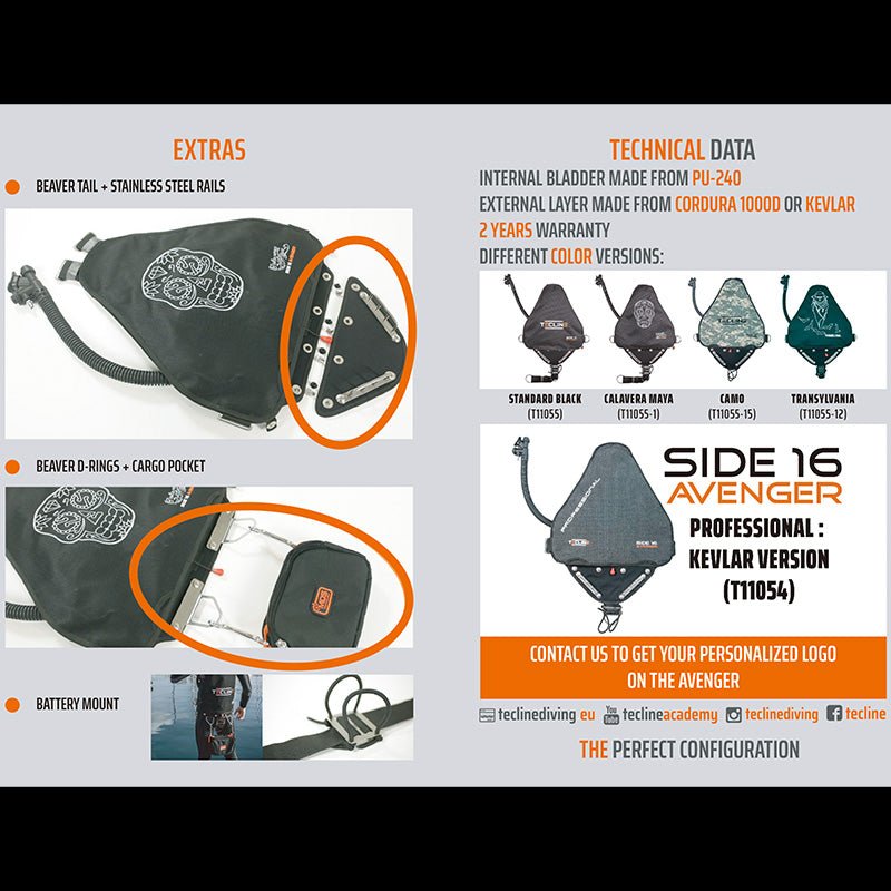 Tecline Side Mount BCD Side 16 Avenger - Infinity DiveTecline Side Mount BCD Side 16 AvengerTecline