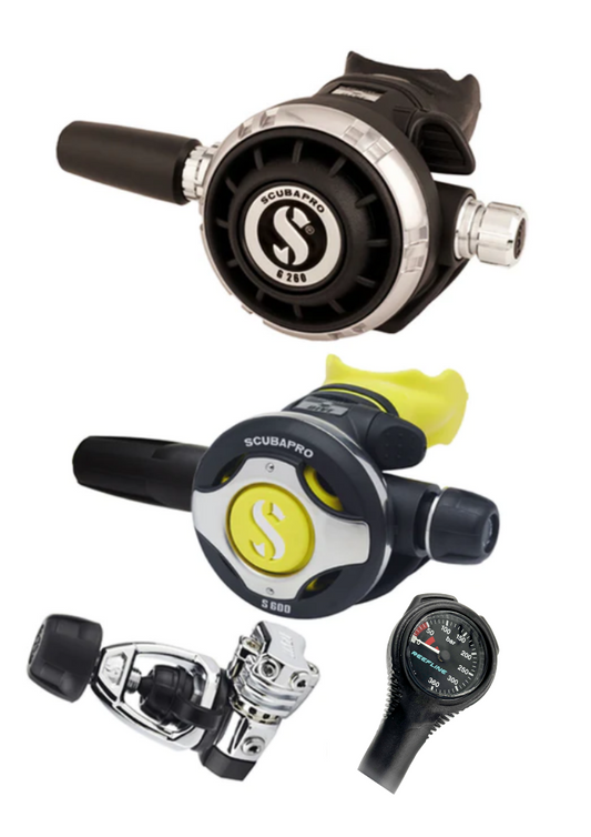 Scubapro 調節器套裝：MK21（Din 或 Yoke）+ G260 + Octopus + 免費 Reefline Spg 
