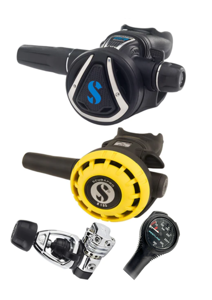 Scubapro 调节器套装：MK21（Din 或 Yoke）+ C370 + Octopus + 免费 Reefline Spg