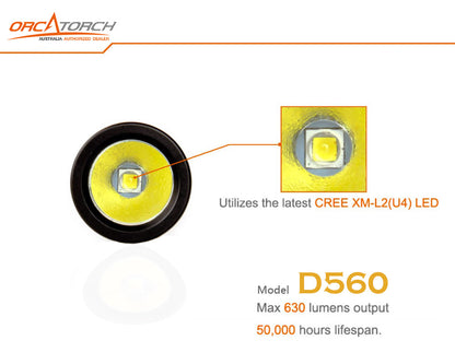 OrcaTorch D560 面罩手电筒 / 630 真流明