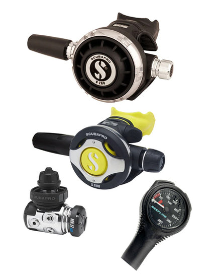 Scubapro 调节器套装：MK17 Evo（Din 或 Yoke）+ G260 + Octopus + 免费意大利制造的 Reefline SPG