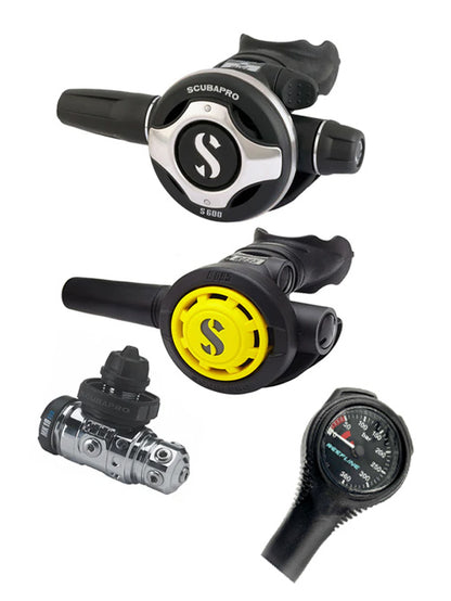 Scubapro 调节器套装：MK19 Evo（Din 或 Yoke）+ S600 + Octopus + 免费意大利制造的 Reefline SPG