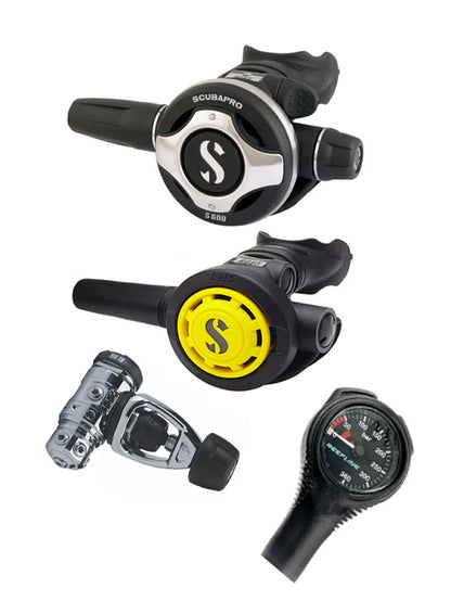 Scubapro 调节器套装：MK19 Evo（Din 或 Yoke）+ S600 + Octopus + 免费 Reefline Spg