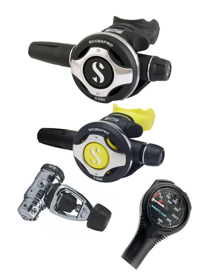 Scubapro 调节器套装：MK19 Evo（Din 或 Yoke）+ S600 + Octopus + 免费意大利制造的 Reefline SPG