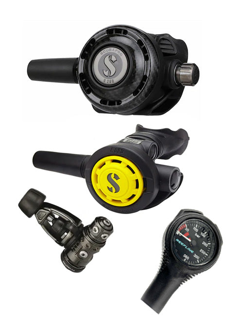 Scubapro 调节器套装：MK19 Evo Black Tech（Din 或 Yoke）+ G260 Carbon + Octopus + 免费意大利制造 Reefline SPG
