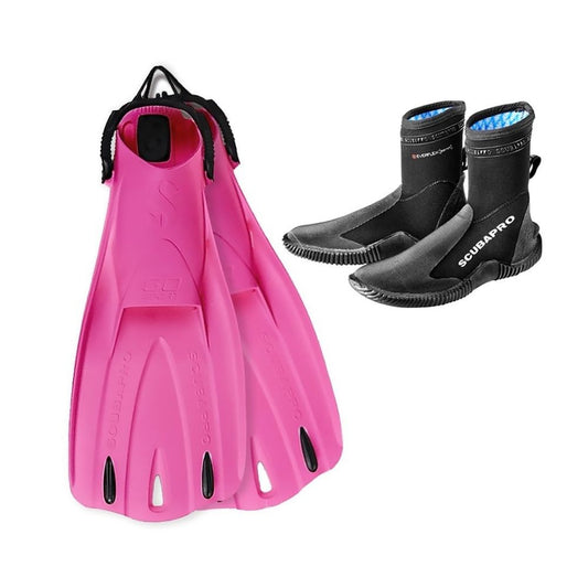 Scubapro Go Sport Fins (Pink) Package / Scubapro Everflex Arch 5mm  Boots no zip