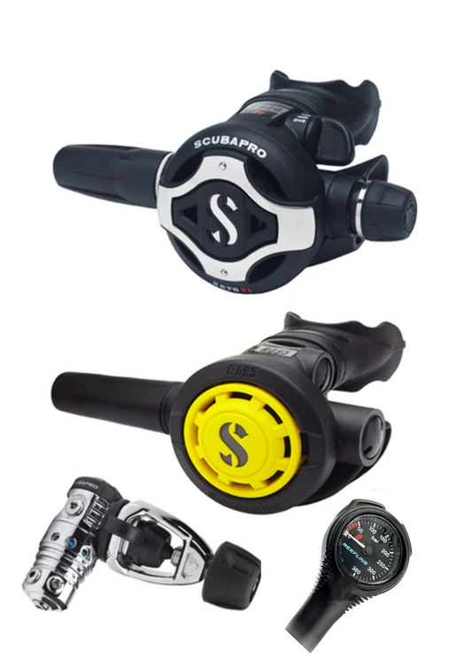Scubapro Regulator Set: MK25 Evo (Din or Yoke) + S620Ti + Octopus + Free Italian-made Reefline SPG