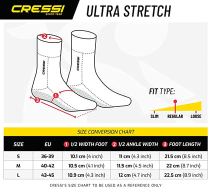 Cressi Ultra Stretch Neoprene Dive Socks - 1.5mm
