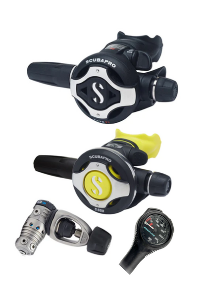 Scubapro 调节器套装：MK25 Evo 钛合金（Din 或 Yoke）+ S620 X-钛合金 + 章鱼 + 免费意大利制造的 Reefline SPG