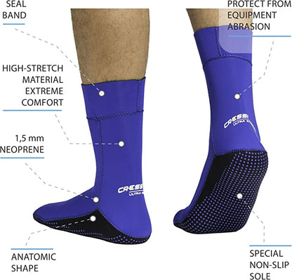 Cressi Ultra Stretch Neoprene Dive Socks - 1.5mm
