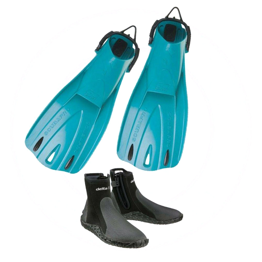 Scubapro Go Sport Fins (Turquoise) / Scubapro Delta 5mm Zip Boots
