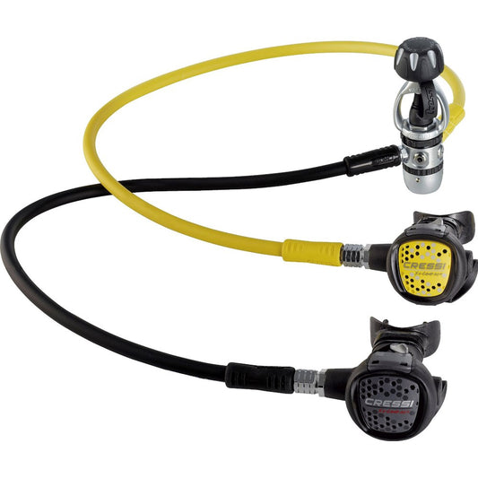 Complete regulator setup featuring XS Compact octopus and hose routing layout
