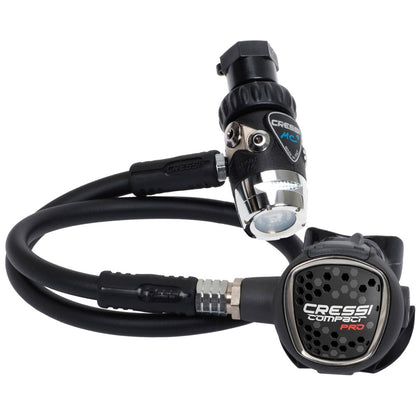 Front profile of the regulator set showing first and second stage configuration
