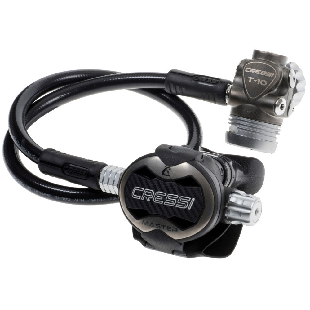 Main product image displaying the complete T10 SC Cromo Master regulator system

