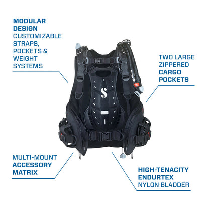 Technical illustration highlighting modular design and key features
