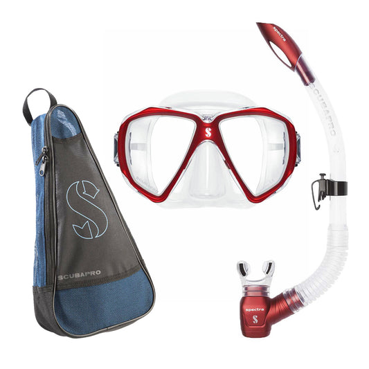 Scubapro Spectra Mask Clear/Red W Snorkel & Carry Bag Set
