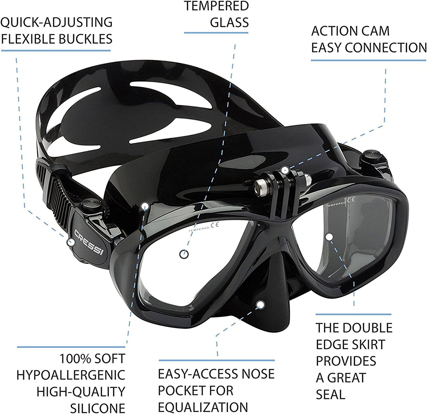 Cressi Action Dive Mask with Action Cam or GoPro Mount - Infinity DiveCressi Action Dive Mask with Action Cam or GoPro MountCressi