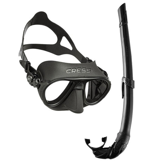 Cressi Calibro Dive Mask + Corsica Snorkel Set - Black - Infinity DiveCressi Calibro Dive Mask + Corsica Snorkel Set - BlackCressi