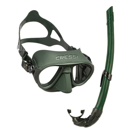 Cressi Calibro Dive Mask + Corsica Snorkel Set - Military Green - Infinity DiveCressi Calibro Dive Mask + Corsica Snorkel Set - Military GreenCressi