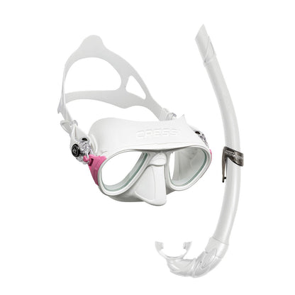 Cressi Calibro Dive Mask + Corsica Snorkel Set - White & Pink - Infinity DiveCressi Calibro Dive Mask + Corsica Snorkel Set - White & PinkCressi