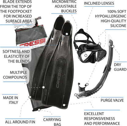 Cressi Pro Star Dive Mask + Snorkel + Fins Bag Set - Infinity DiveCressi Pro Star Dive Mask + Snorkel + Fins Bag SetCressi