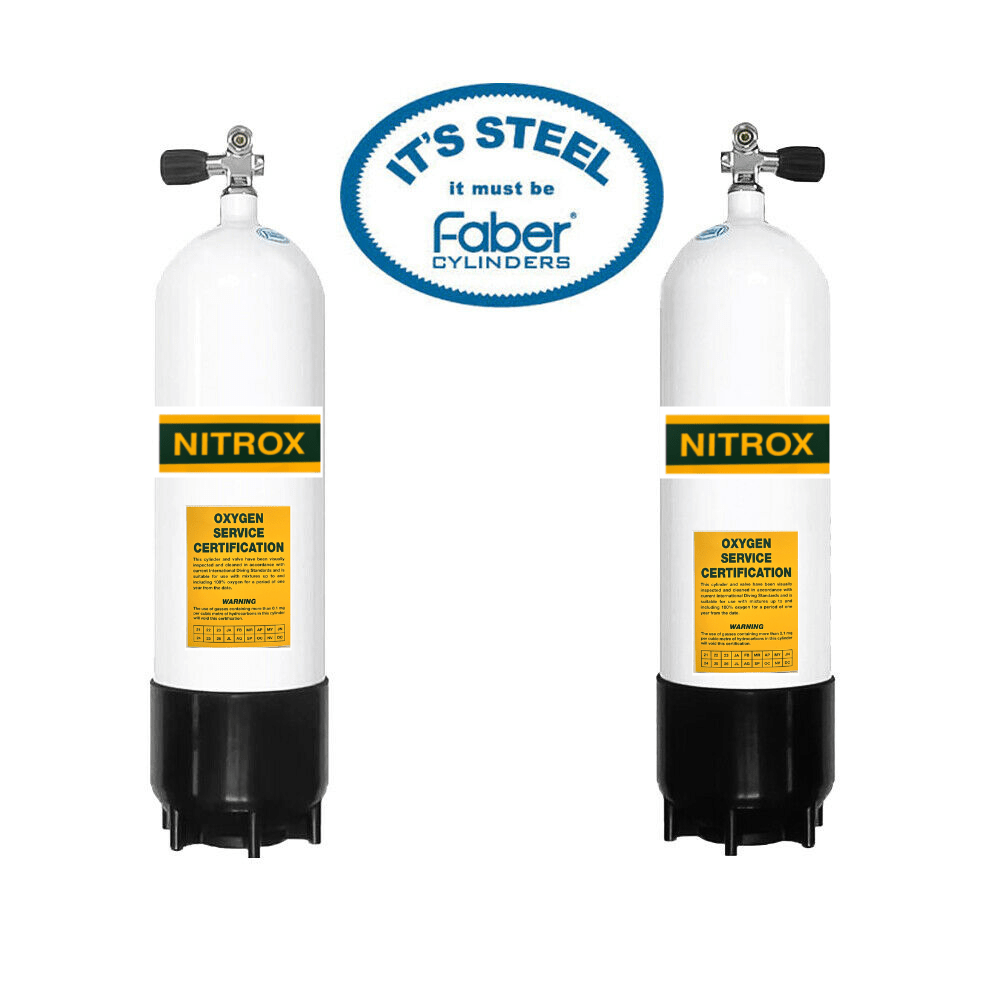 Faber Twin Steel Dive Tanks – Complete Set - Infinity DiveFaber Twin Steel Dive Tanks – Complete SetFaber