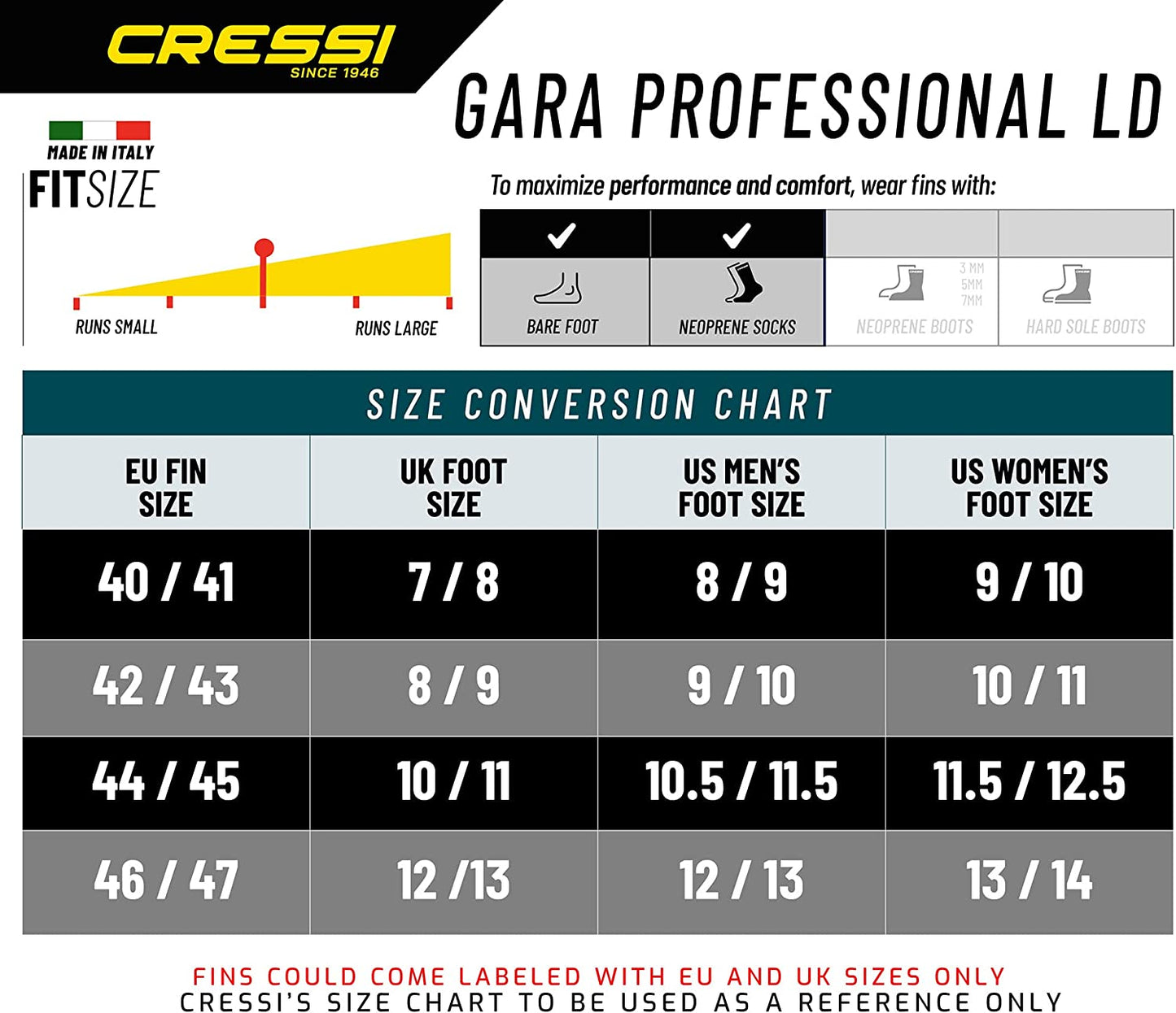 infinity-dive-cressi-gara-ld-freediving-fins-sizing-guide
