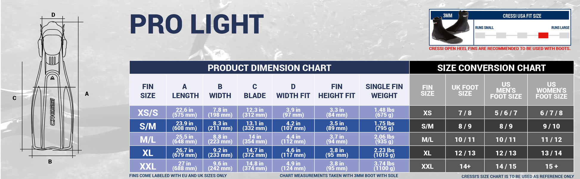infinity-dive-cressi-pro-light-scuba-fins-sizing-guide
