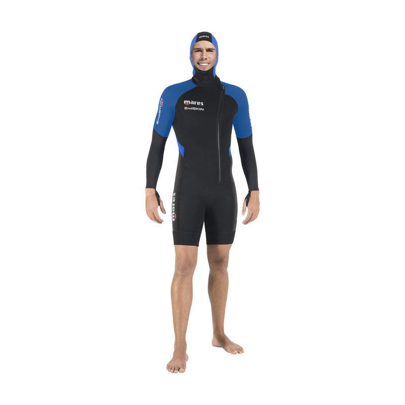 Mares 2nd Skin Shorty Wetsuit 1.5mm with Hood Black & Blue - Men - Infinity DiveMares 2nd Skin Shorty Wetsuit 1.5mm with Hood Black & Blue - MenMares