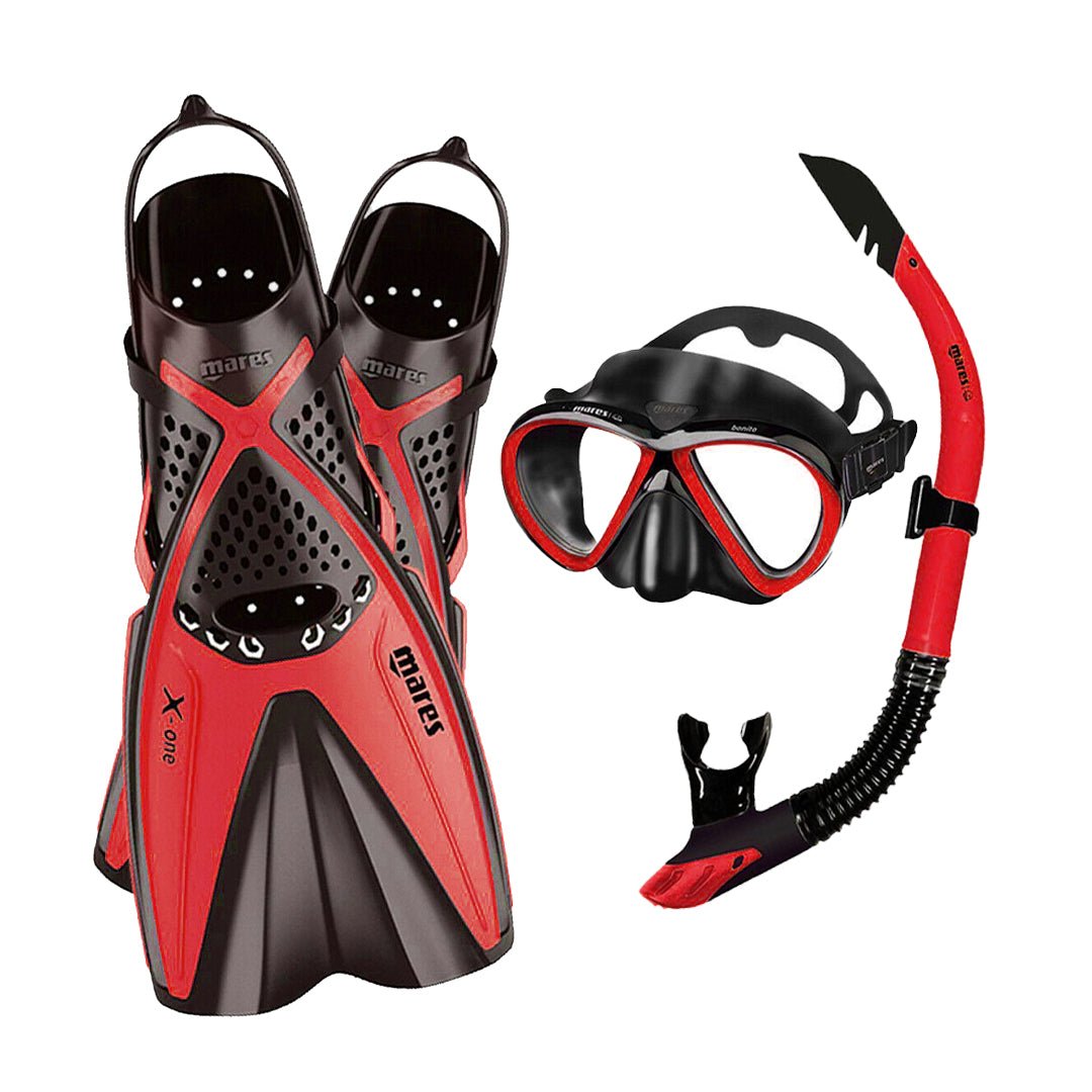 Mares X-one Bonito Mask Snorkel Fins Set Red - Infinity DiveMares X-one Bonito Mask Snorkel Fins Set RedMares