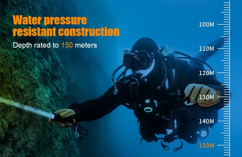 OrcaTorch D720 Dive Torch with 425000cd 1300 Beam Meters Throw 150 Meters Depth - Infinity DiveOrcaTorch D720 Dive Torch with 425000cd 1300 Beam Meters Throw 150 Meters DepthORCATORCH
