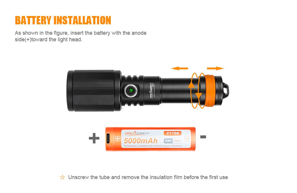 OrcaTorch D720 Dive Torch with 425000cd 1300 Beam Meters Throw 150 Meters Depth - Infinity DiveOrcaTorch D720 Dive Torch with 425000cd 1300 Beam Meters Throw 150 Meters DepthORCATORCH