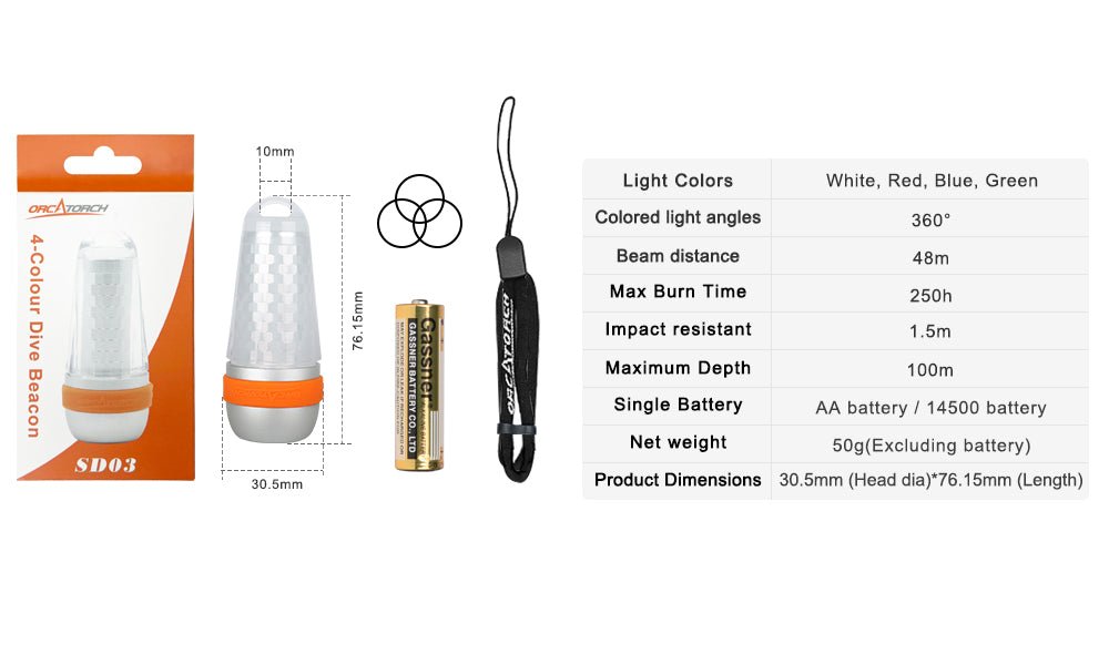 Orcatorch SD03 Underwater Dive Beacon Light - Infinity DiveOrcatorch SD03 Underwater Dive Beacon LightOrcatorch