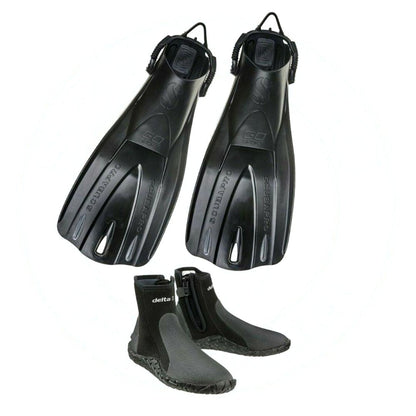 Scubapro Go Sport Fins (Black) / Scubapro Delta 5mm Zip Boots - Infinity DiveScubapro Go Sport Fins (Black) / Scubapro Delta 5mm Zip BootsScubapro