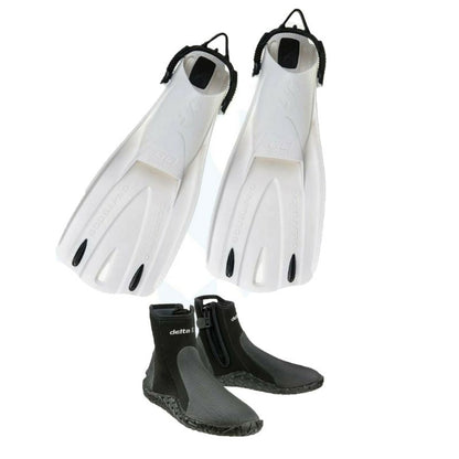 Scubapro Go Sport Fins (White) / Scubapro Delta 5mm Zip Boots - Infinity DiveScubapro Go Sport Fins (White) / Scubapro Delta 5mm Zip BootsScubapro