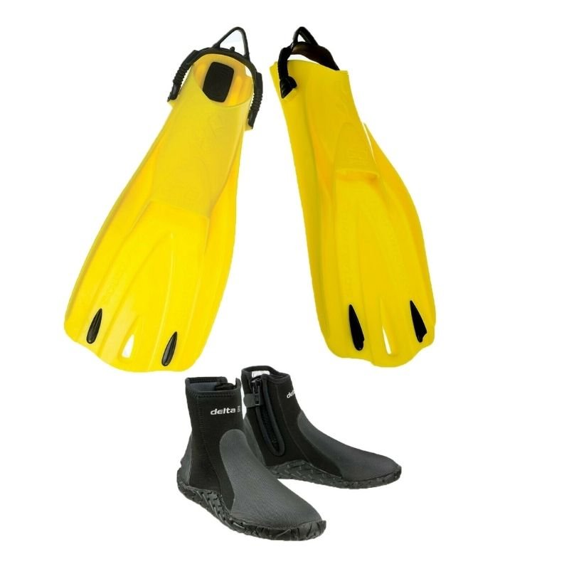 Scubapro Go Sport Fins (Yellow) / Scubapro Delta 5mm Zip Boots - Infinity DiveScubapro Go Sport Fins (Yellow) / Scubapro Delta 5mm Zip BootsScubapro