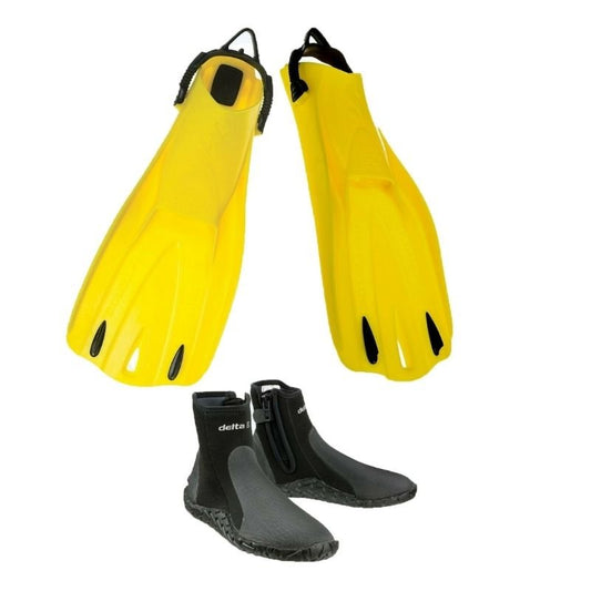 Scubapro Go Sport Fins (Yellow) / Scubapro Delta 5mm Zip Boots - Infinity DiveScubapro Go Sport Fins (Yellow) / Scubapro Delta 5mm Zip BootsScubapro