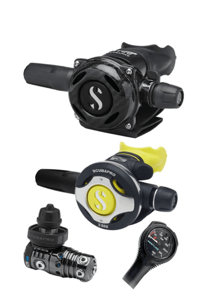Scubapro Regulator Set: MK25 Evo Black Tech | A700 Carbon | Octopus + Free Cressi SPG - Infinity DiveScubapro Regulator Set: MK25 Evo Black Tech | A700 Carbon | Octopus + Free Cressi SPGScubapro