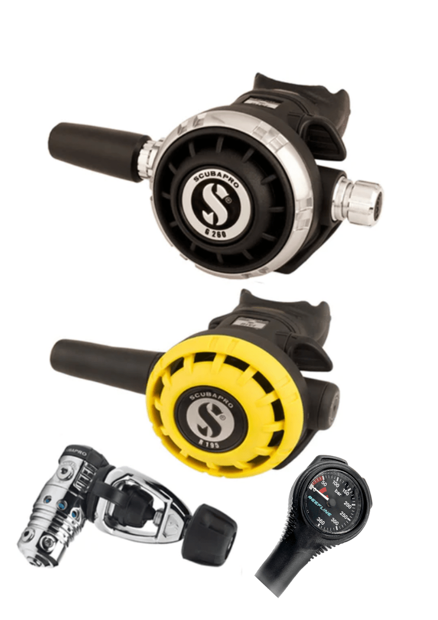 Scubapro Regulator Set: MK25 Evo | G260 | Octopus + Free Cressi SPG - Infinity DiveScubapro Regulator Set: MK25 Evo | G260 | Octopus + Free Cressi SPGScubapro