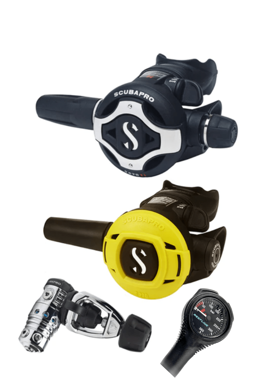 Scubapro Regulator Set: MK25 Evo | S620Ti | Octopus + Free Cressi SPG - Infinity DiveScubapro Regulator Set: MK25 Evo | S620Ti | Octopus + Free Cressi SPGScubapro