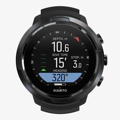 Suunto D5 潜水电脑，配有可选的 Tank Pod 和 AMX Teknology Protector