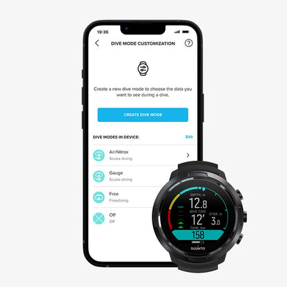 Suunto D5 潜水电脑，配有可选的 Tank Pod 和 AMX Teknology Protector